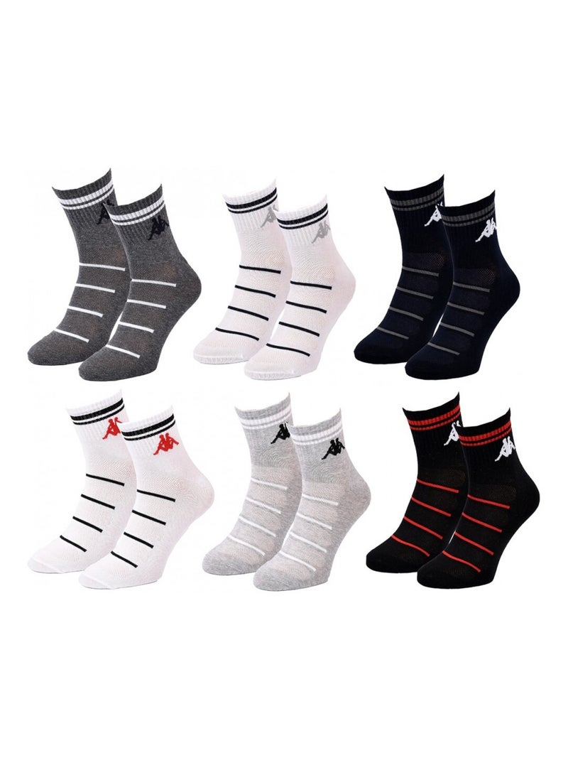 Calcetines Hombre KAPPA QUARTER - Pack de 6 Gris blanco negro - Kiabi