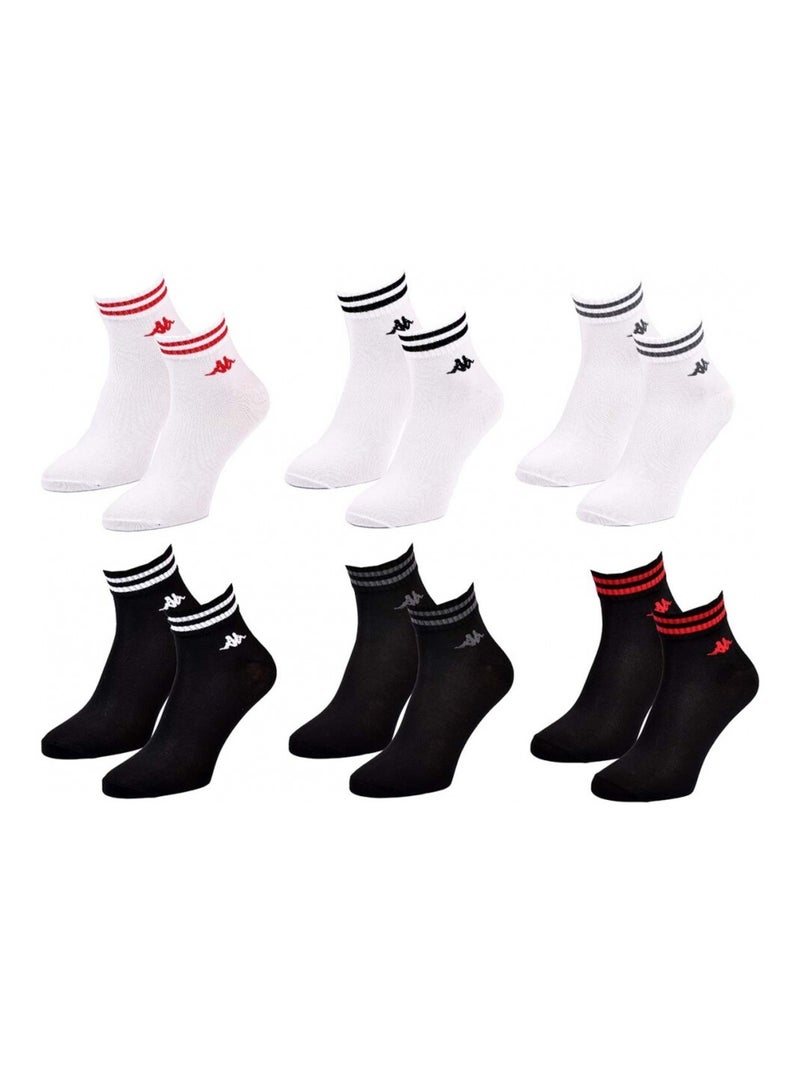 Calcetines Hombre KAPPA QUARTER Pack de 6 Negro Multicolor Blanco - Kiabi
