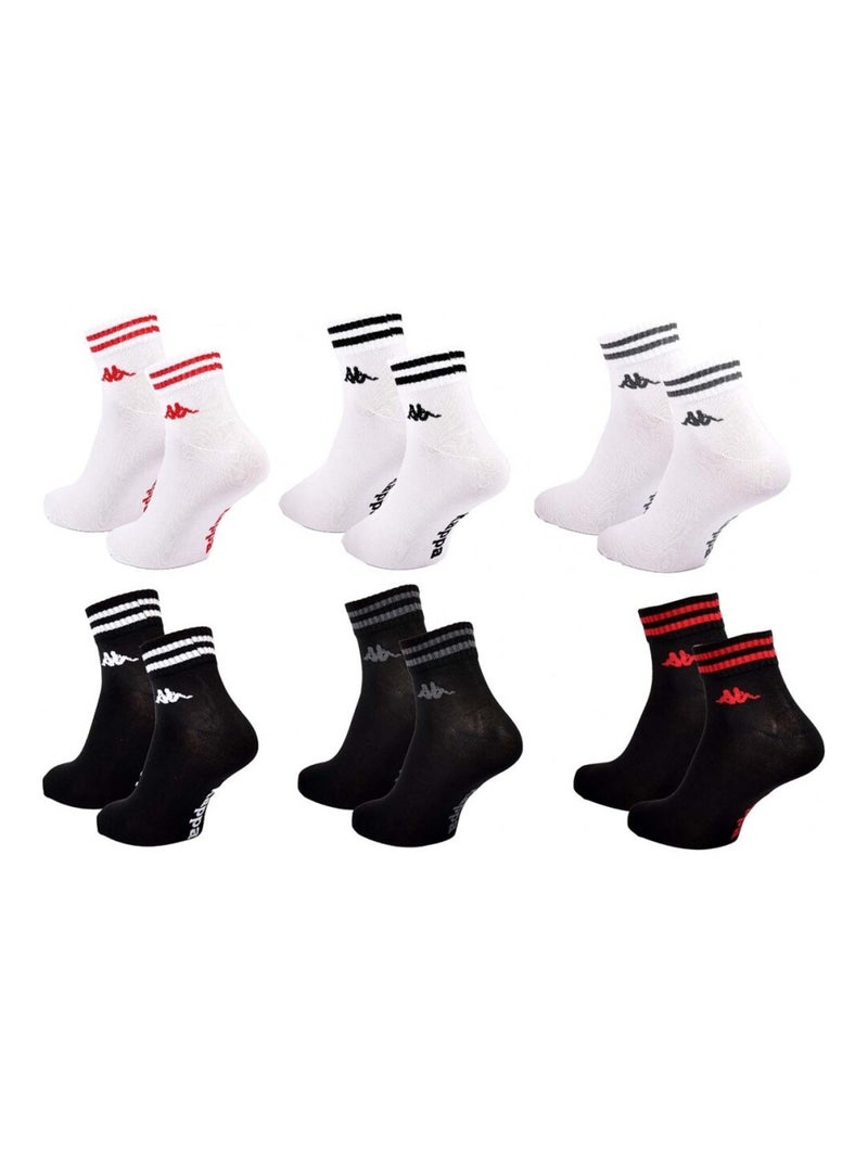Calcetines Hombre KAPPA QUARTER Pack de 6 Negro Multicolor Blanco - Kiabi