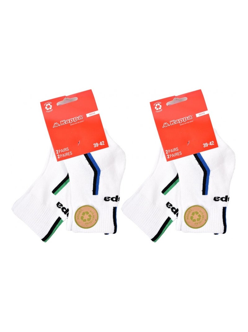 Calcetines Hombre KAPPA QUARTER SPORT - Pack de 4 Blanco - Kiabi