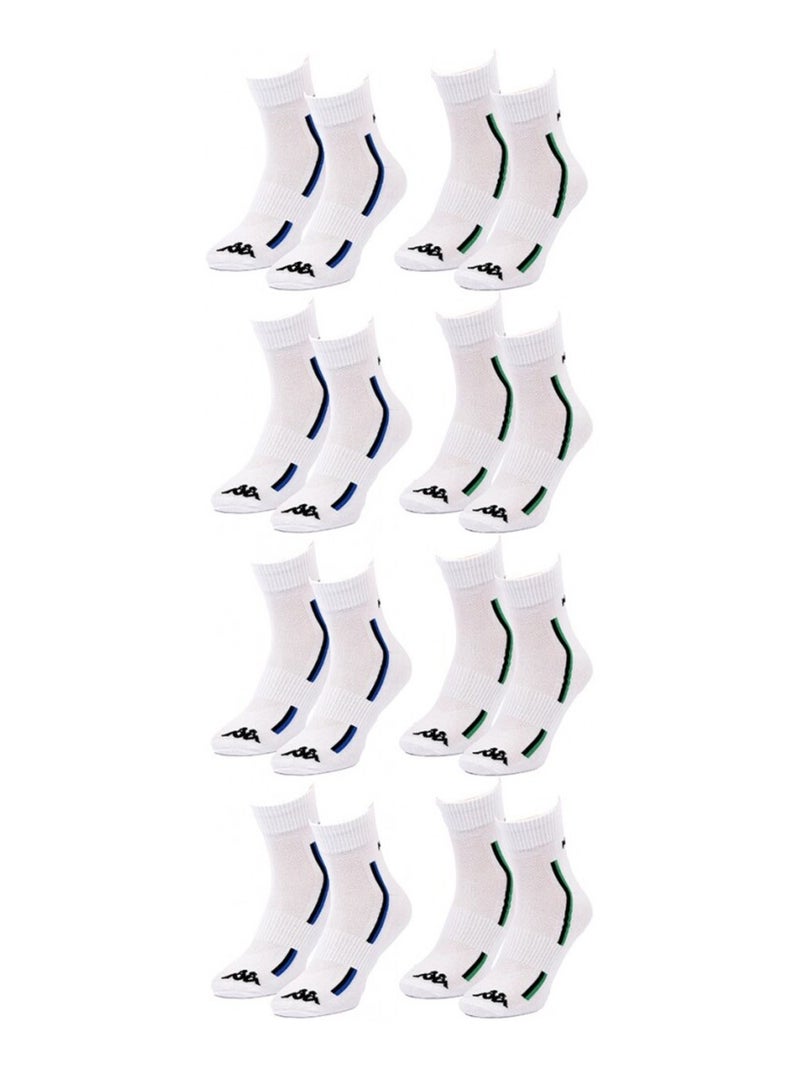 Calcetines Hombre KAPPA QUARTER SPORT - Pack de 8 Blanco - Kiabi