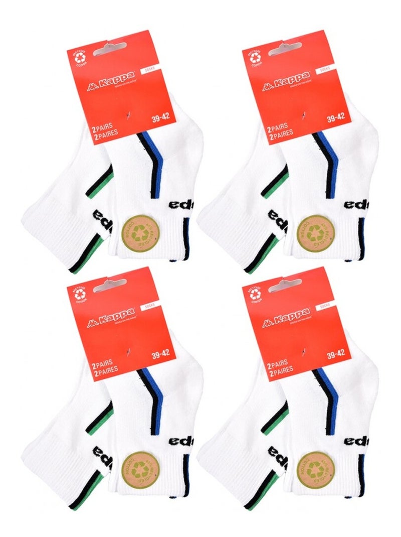 Calcetines Hombre KAPPA QUARTER SPORT - Pack de 8 Blanco - Kiabi
