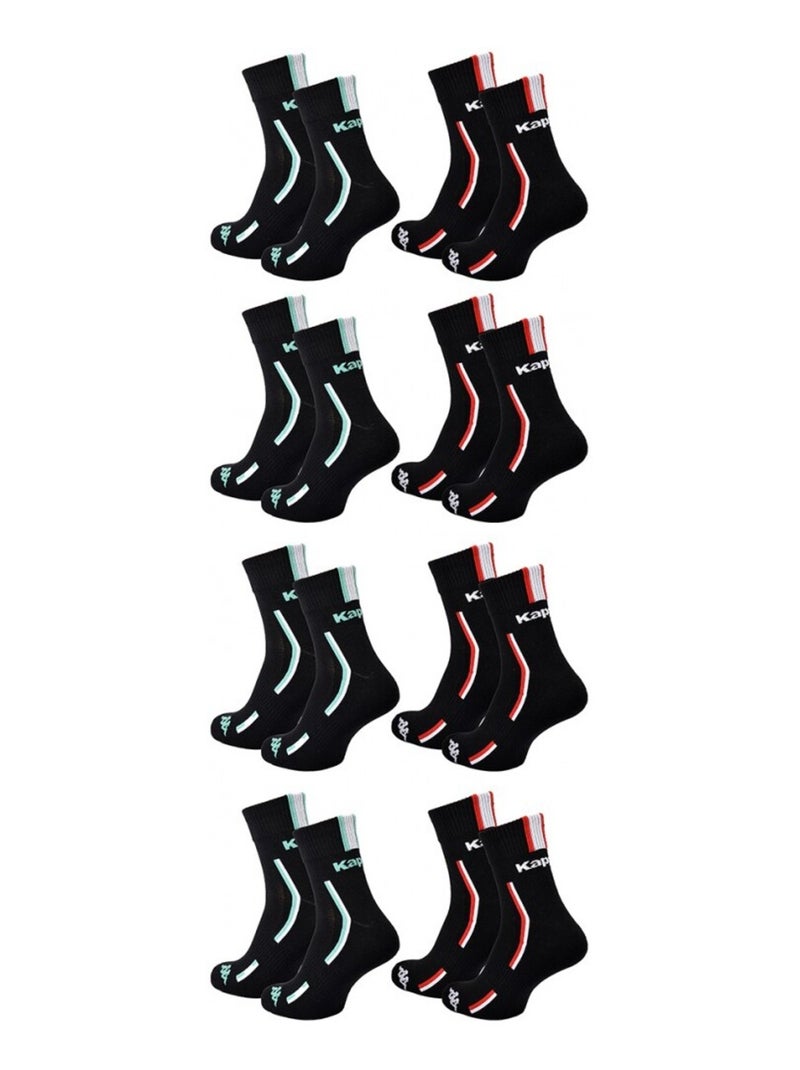 Calcetines Hombre KAPPA QUARTER SPORT - Pack de 8 Negro - Kiabi