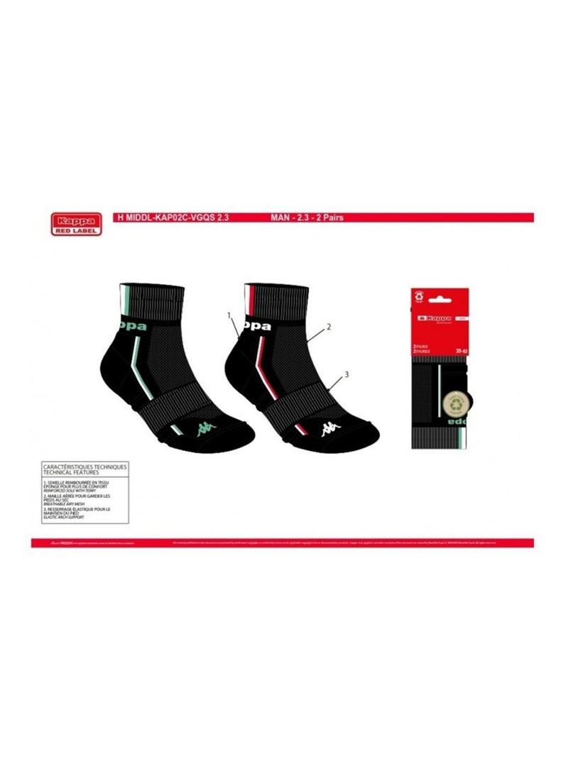 Calcetines Hombre KAPPA QUARTER SPORT - Pack de 8 Negro - Kiabi