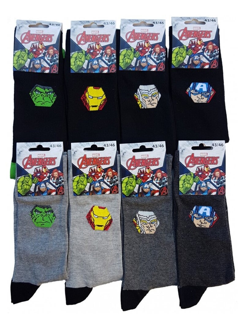 Calcetines hombre licencia PACK DE 12 pares AVENGERS Negro Multicolor Negro - Kiabi