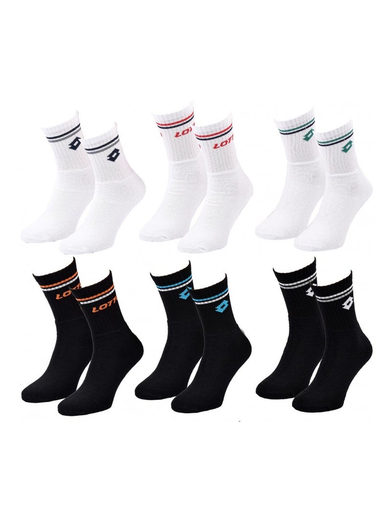 Calcetines Hombre LOTTO - Pack de 6 Blanco Negro - Kiabi