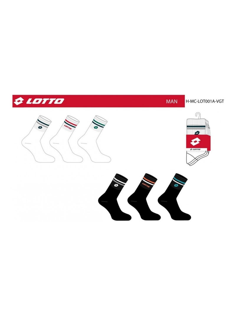 Calcetines Hombre LOTTO - Pack de 6 Blanco Negro - Kiabi