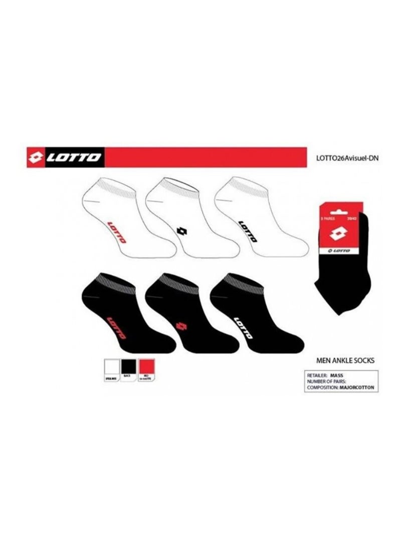 Calcetines Hombre LOTTO - Pack de 6 Negro Blanco - Kiabi