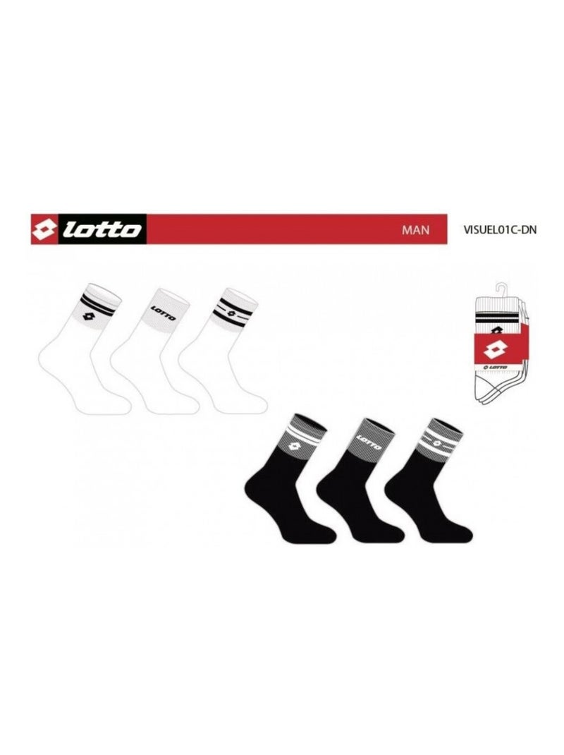 Calcetines Hombre LOTTO - Pack de 6 Negro Blanco - Kiabi
