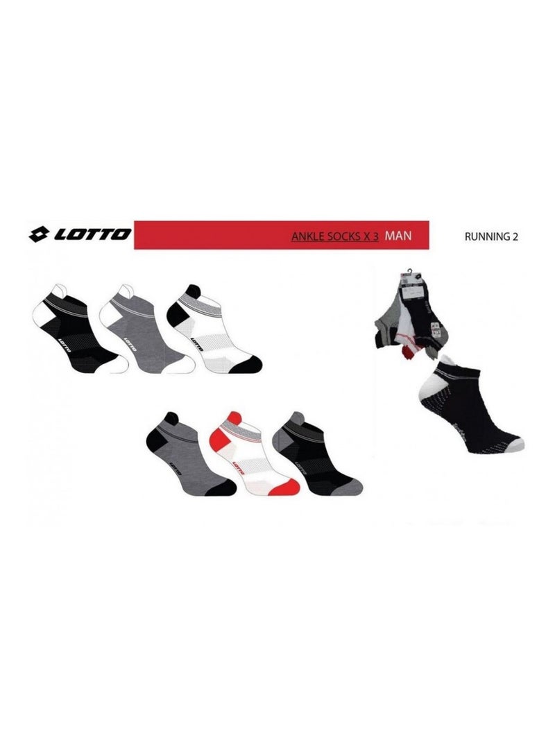 Calcetines Hombre LOTTO - Pack de 6 Negro Blanco Gris Rojo - Kiabi