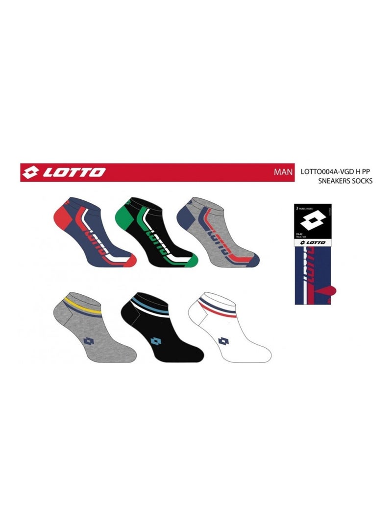 Calcetines Hombre LOTTO - Pack de 6 Negro Multicolor Gris - Kiabi