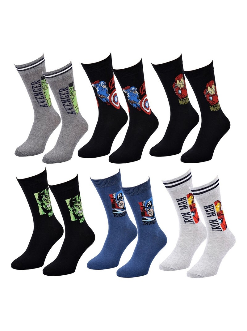 Calcetines Hombre MARVEL AVENGERS - Pack 6 Pares Gris amarillo negro - Kiabi
