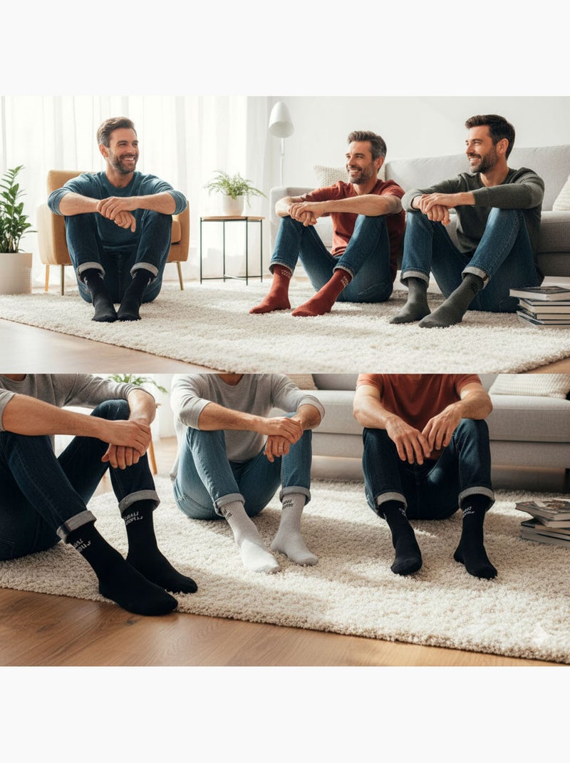 Calcetines Hombre Mensajes Humorísticos Pack de 8 Pares OZABI Negro Multicolor Blanco - Kiabi