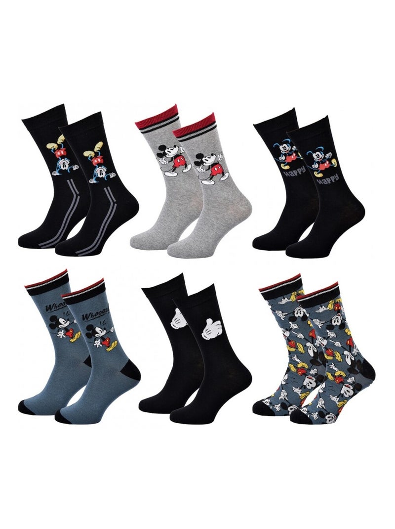 Calcetines Hombre MICKEY - Pack de 6 Azul gris claro Negro - Kiabi