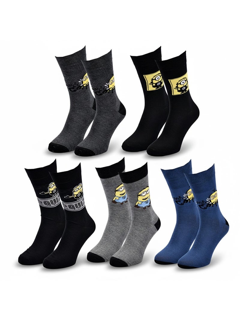 Calcetines Hombre MINIONS Licencia Pack de 5 Gris azul negro - Kiabi