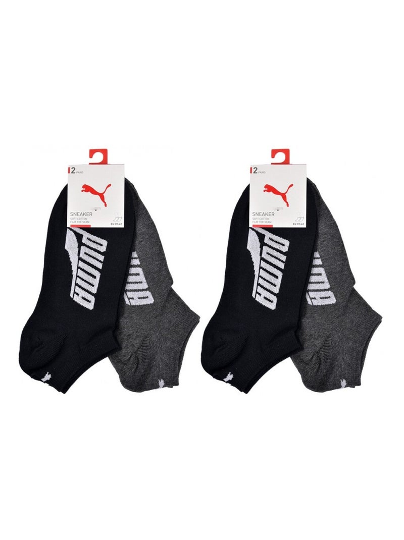Calcetines Hombre PUMA SNEAKER - Pack de 4 Negro Gris - Kiabi
