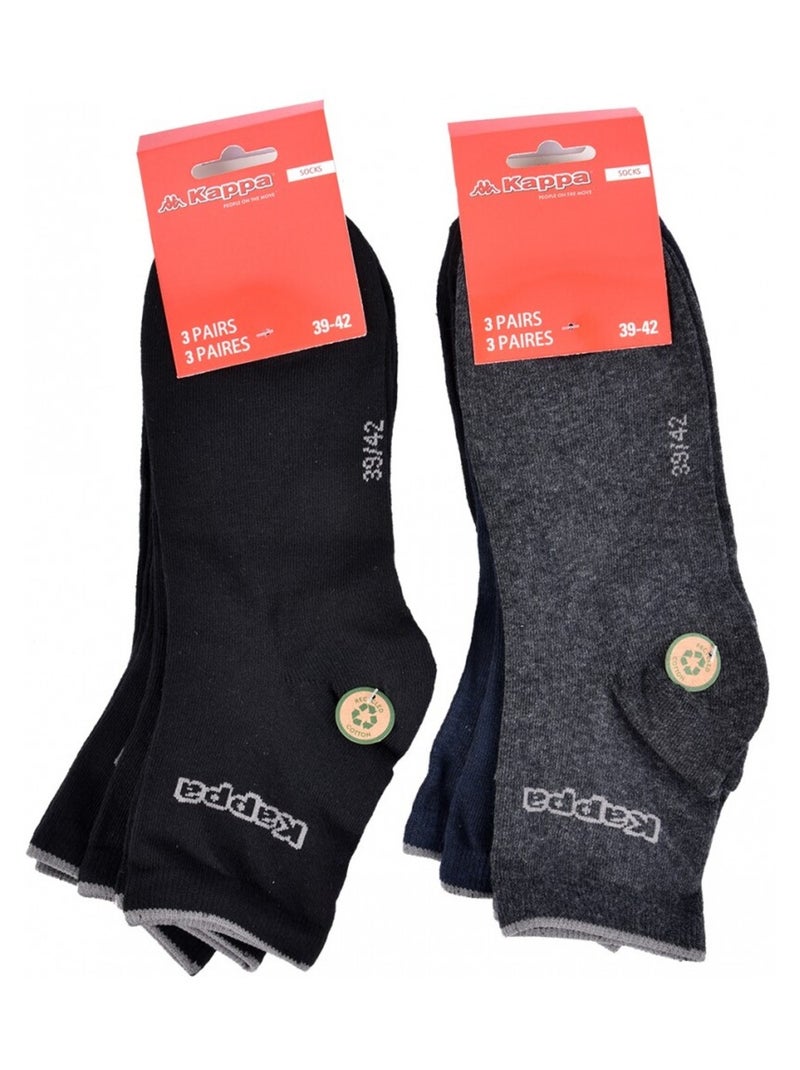 Calcetines Hombre QUARTER KAPPA - Pack de 6 Azul Negro Gris - Kiabi