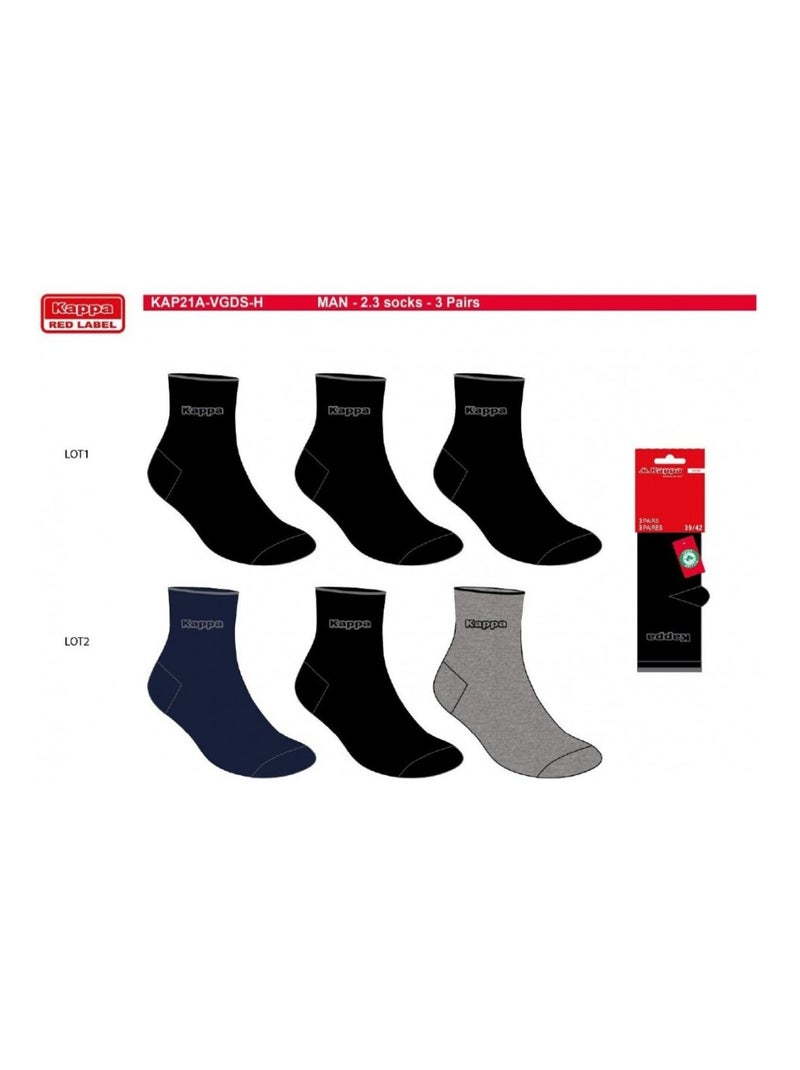 Calcetines Hombre QUARTER KAPPA - Pack de 6 Negro - Kiabi