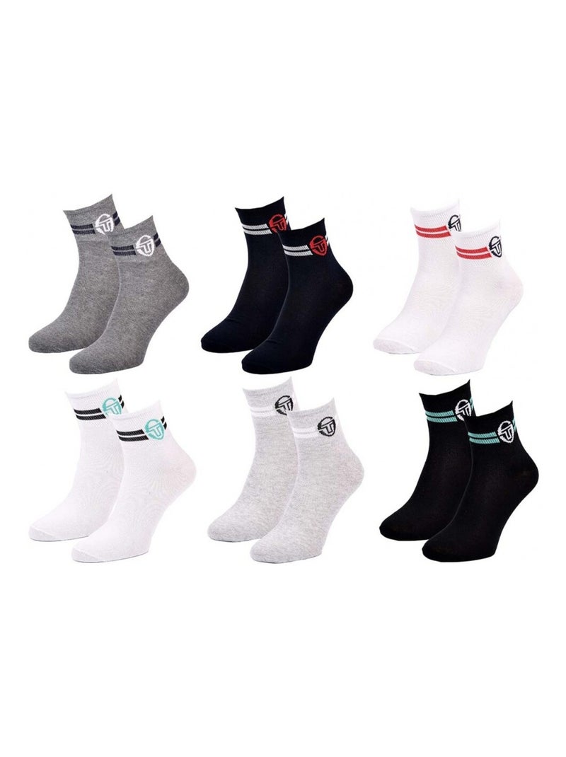 Calcetines Hombre SERGIO TACCHINI Socquettes QUARTER - Pack de 6 Multicolor - Kiabi