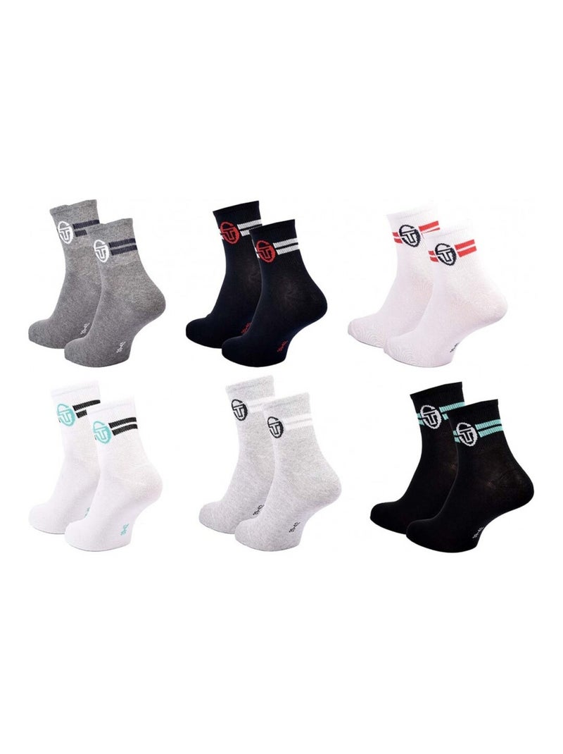 Calcetines Hombre SERGIO TACCHINI Socquettes QUARTER - Pack de 6 Multicolor - Kiabi