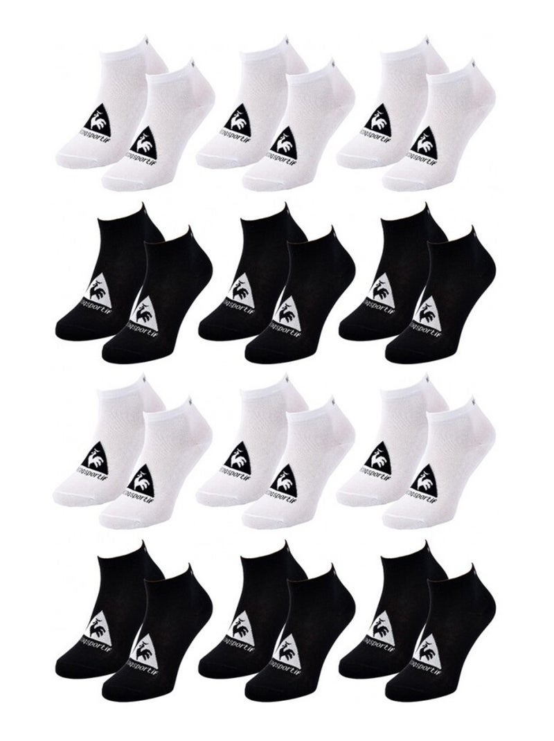 Calcetines Hombre SNEAKER LE COQ SPORTIF - Pack de 12 Blanco Negro - Kiabi