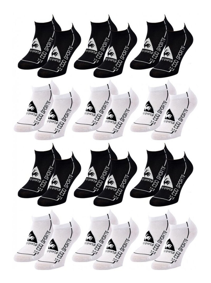 Calcetines Hombre SNEAKER LE COQ SPORTIF - Pack de 12 Negro Blanco Blanco - Kiabi