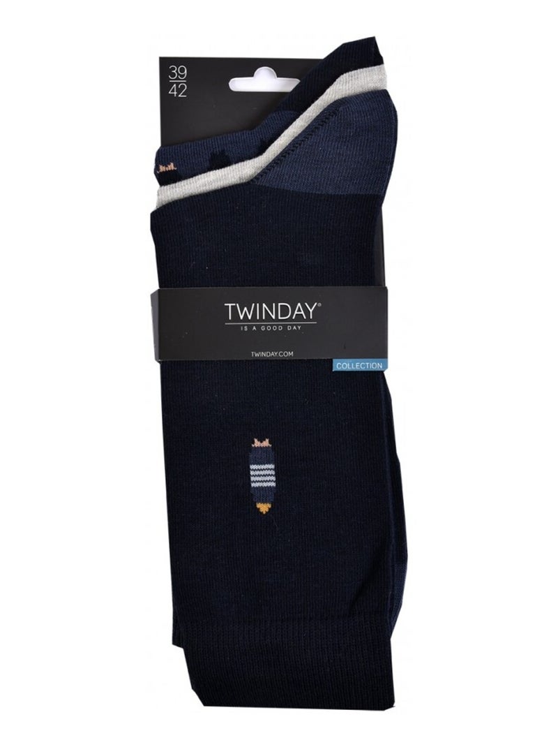 Calcetines Hombre TWINDAY - Pack de 6 Negro Gris Azul - Kiabi