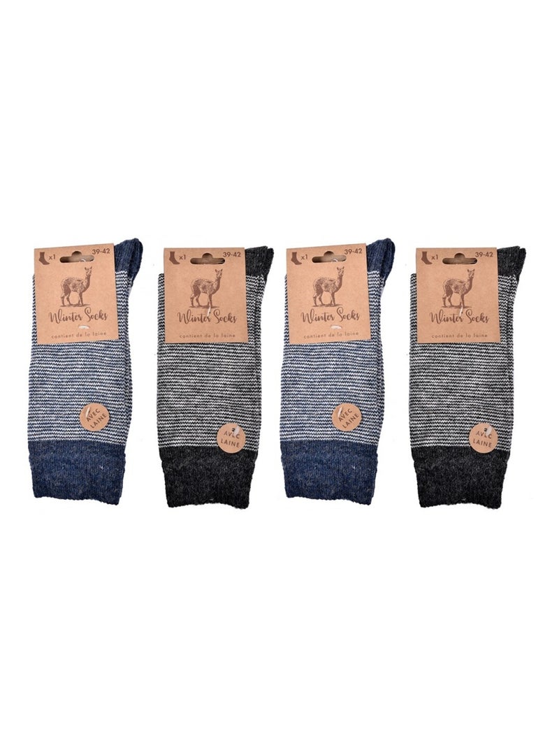 Calcetines Hombre WINTER SOCKS - Pack de 4 Azul Multicolor Gris - Kiabi