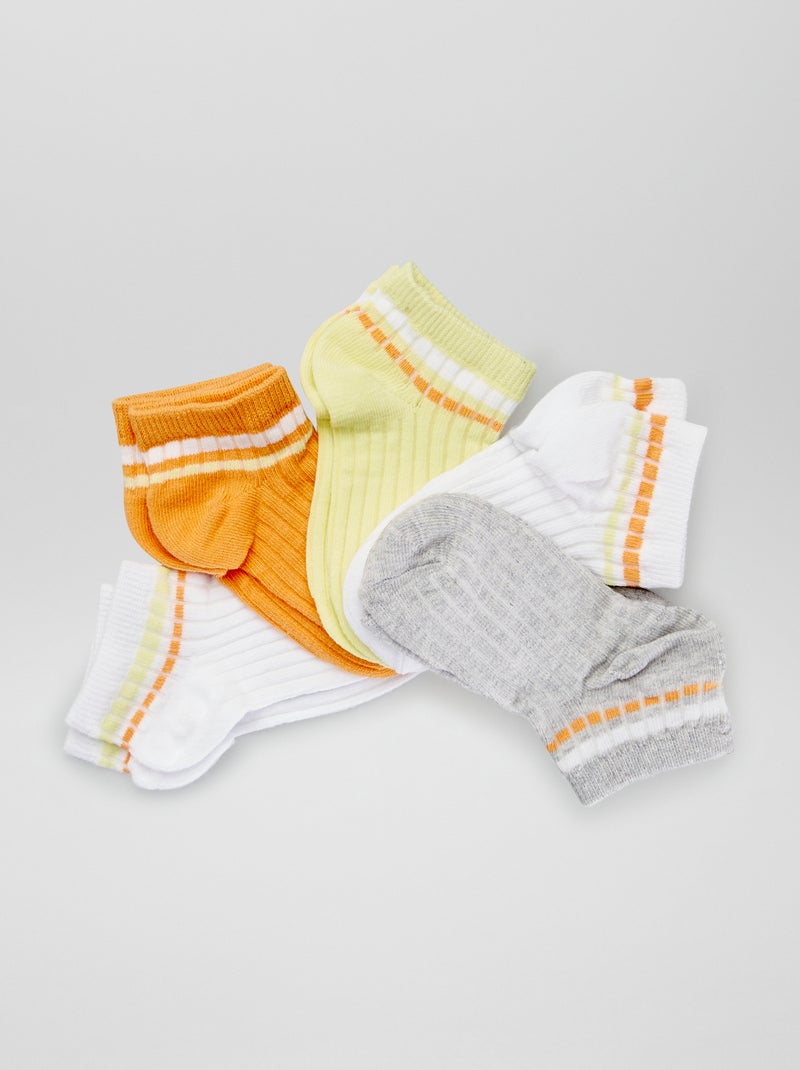 Calcetines invisibles de punto de canalé  - Pack de 5 NARANJA - Kiabi