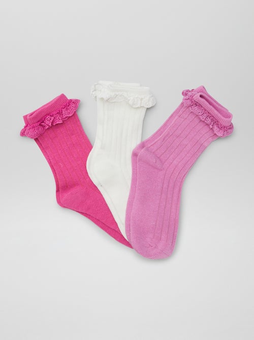 Calcetines largos con volantes  - Pack de 3 - Kiabi