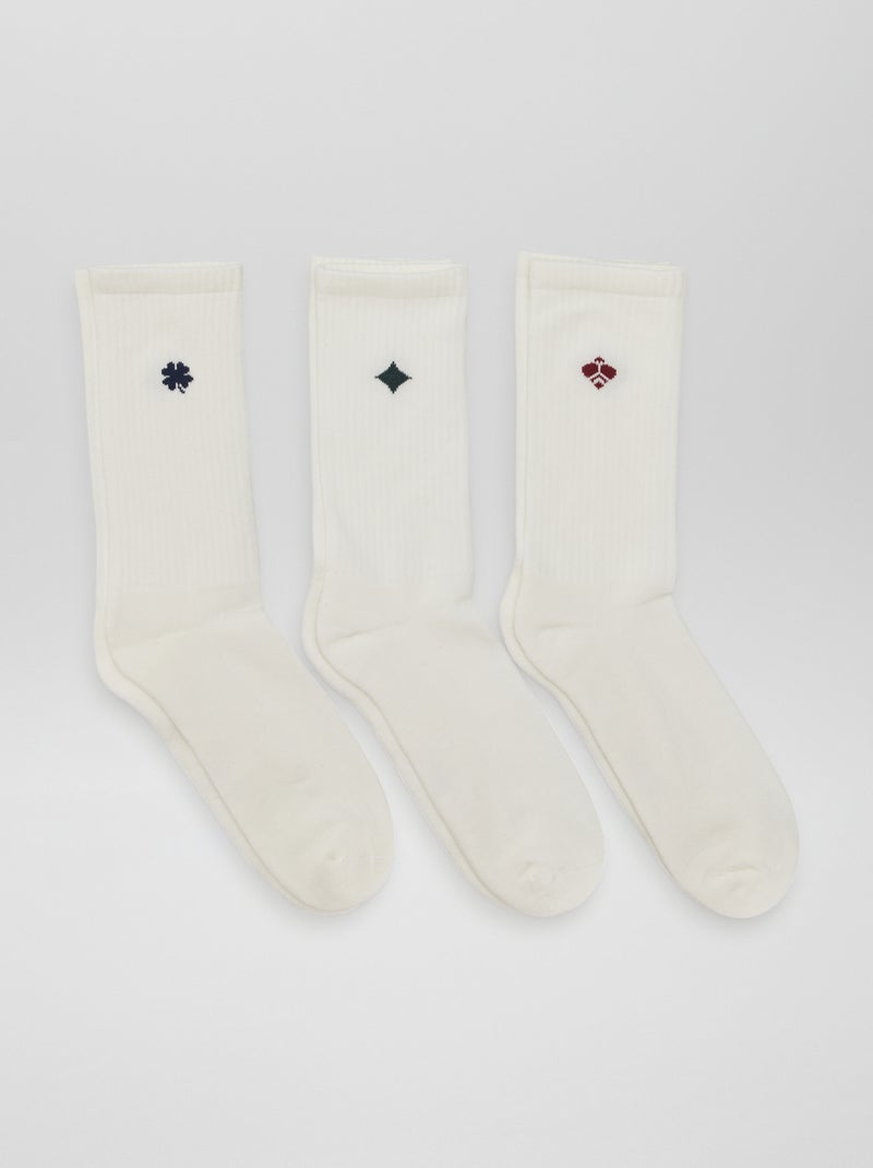 Calcetines largos de punto - Pack de 3 BLANCO - Kiabi