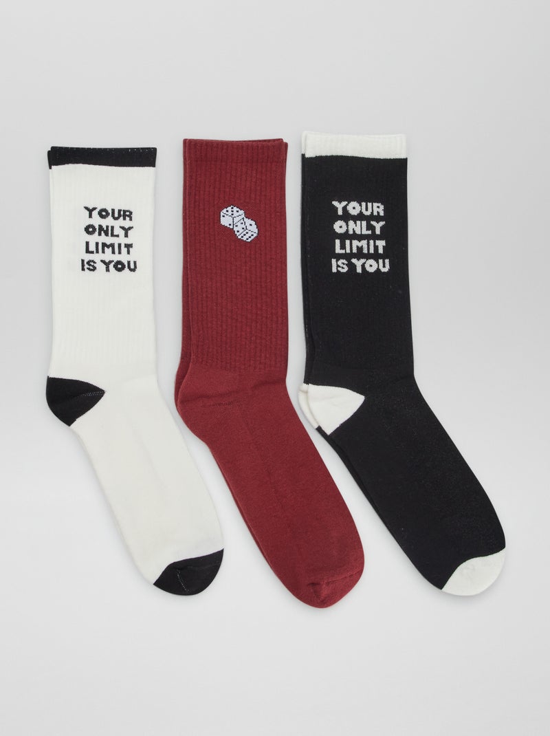 Calcetines largos de punto - Pack de 3 ROJO - Kiabi