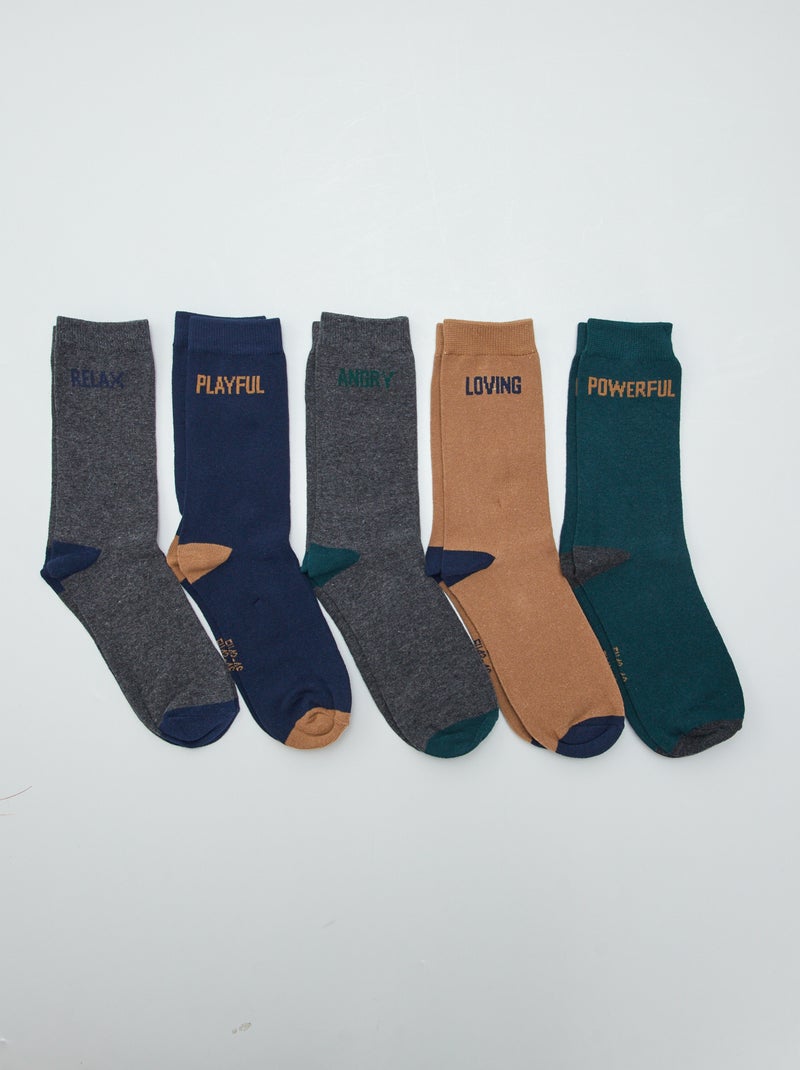 Calcetines largos de punto - Pack de 5 GRIS - Kiabi
