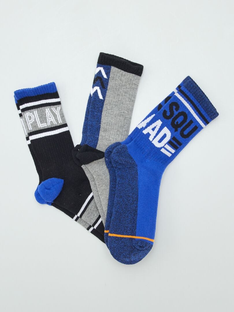 Calcetines largos estampados Pack de 3 AZUL - Kiabi