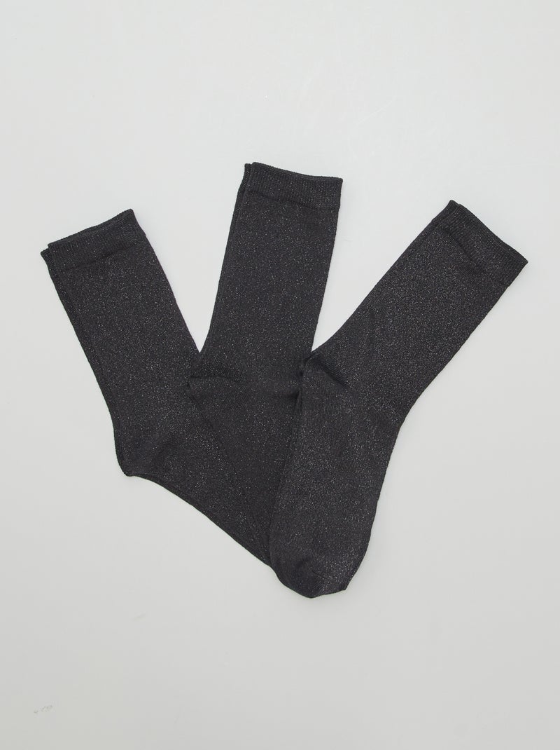 Calcetines largos irisados  - Pack de 3 NEGRO - Kiabi