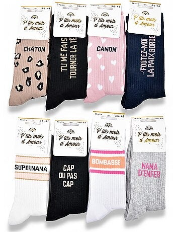 Calcetines lentejuelas mujer mensaje humorístico pack de 8 pares