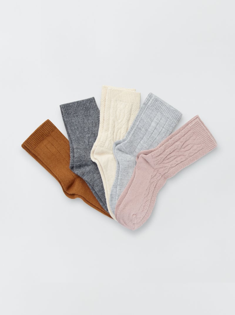 Calcetines lisos - 5 packs MARRON - Kiabi