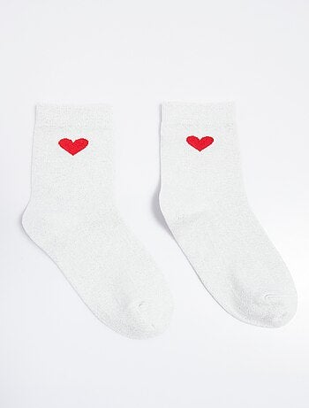 Calcetines lisos con estampado de corazones - AFIBEL