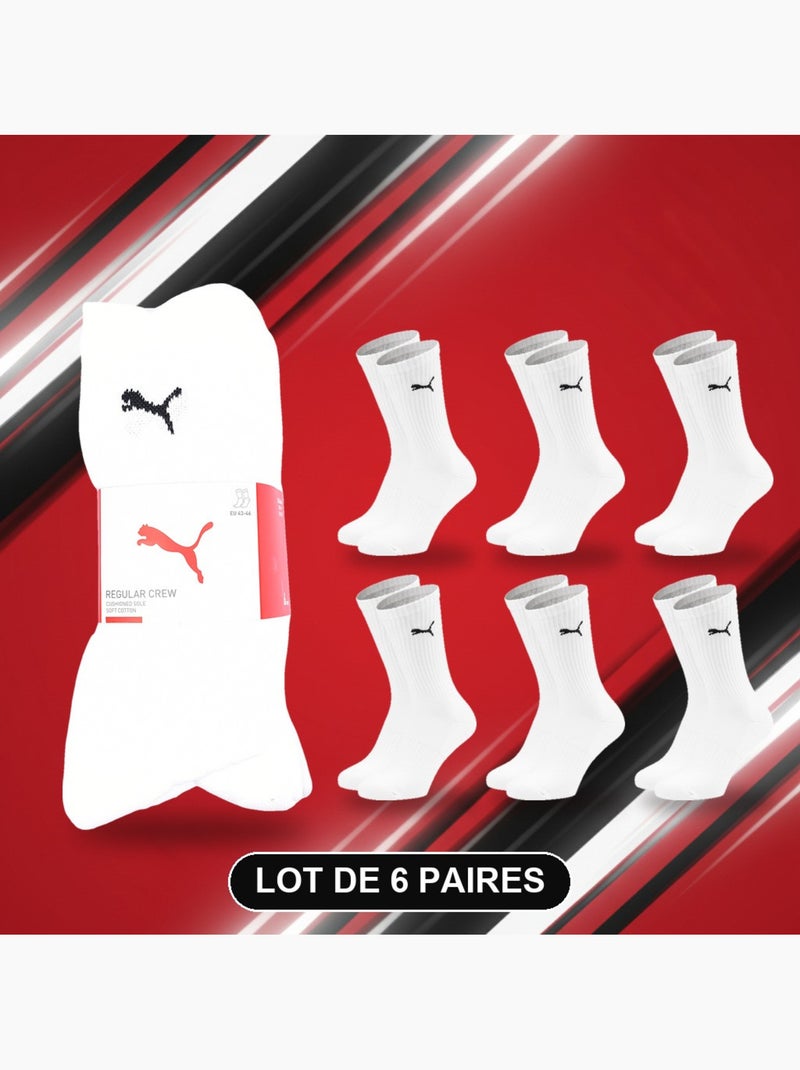 Calcetines mixto puma pack 6 pares - algodón suave, talón cosido Blanco - Kiabi