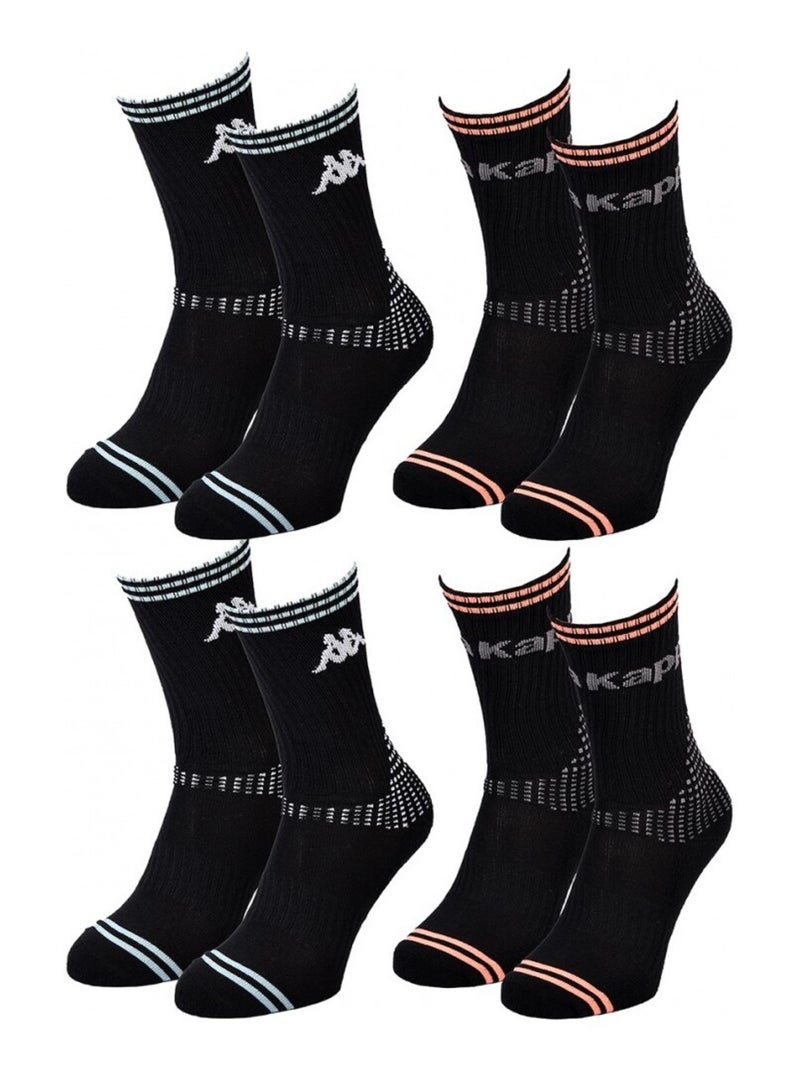 Calcetines Mujer CREW KAPPA - Pack de 4 Negro - Kiabi