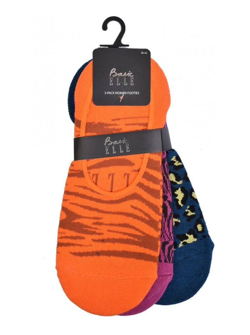 Calcetines mujer ELLE Basic - Pack de 3 Azul Naranja claro - Kiabi
