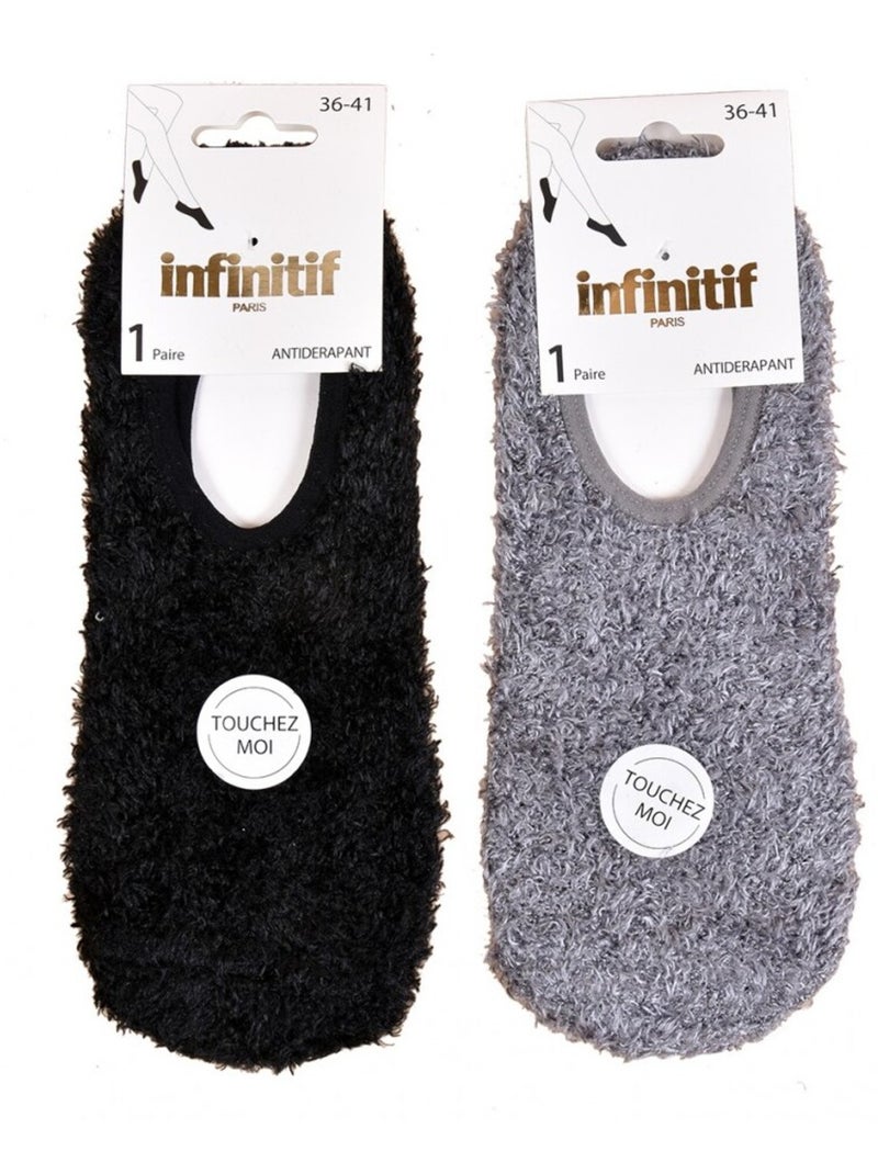 Calcetines mujer INFINITIF - Pack de 2 Negro Gris - Kiabi
