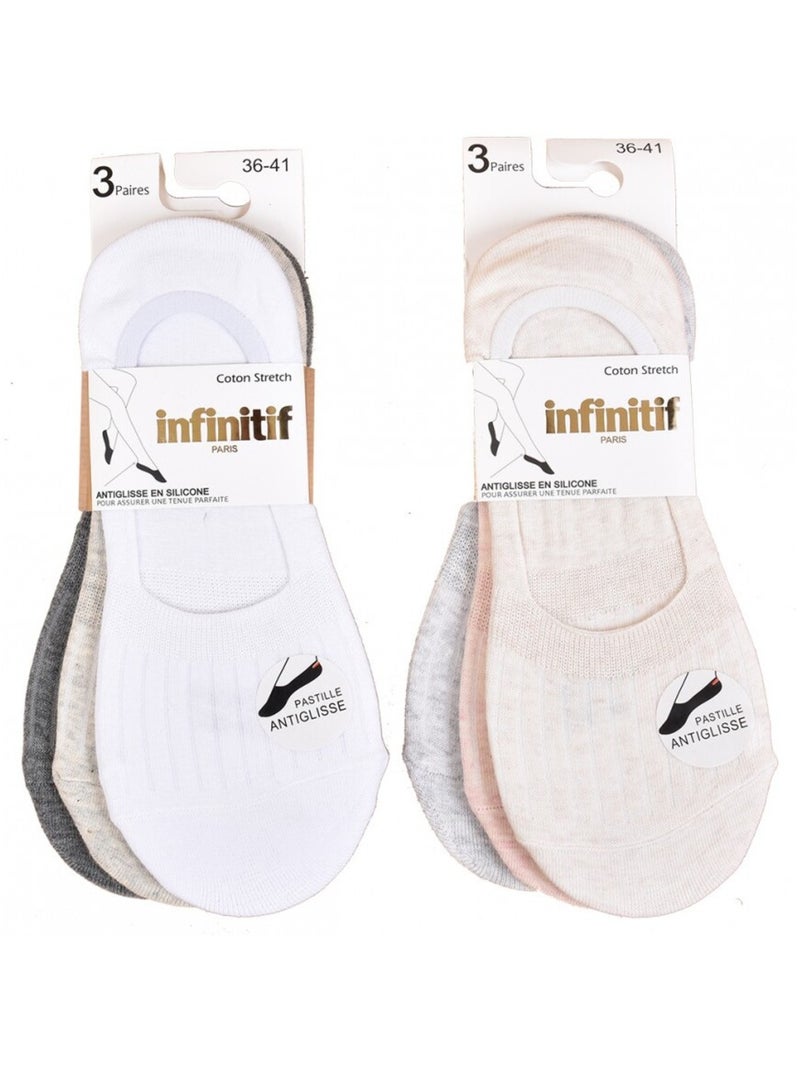 Calcetines mujer INFINITIF - Pack de 6 Gris blanco gris - Kiabi