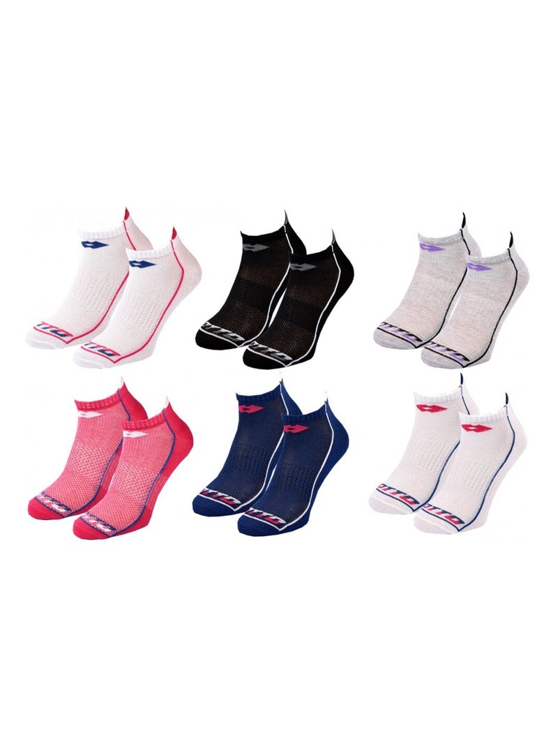 Calcetines Mujer LOTTO - Pack de 6 Blanco Rosa oscuro Azul - Kiabi