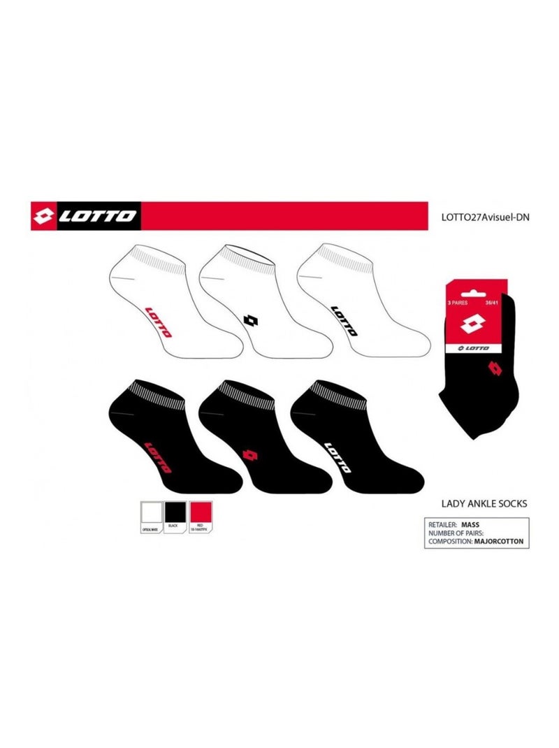 Calcetines Mujer LOTTO - Pack de 6 Negro Blanco - Kiabi