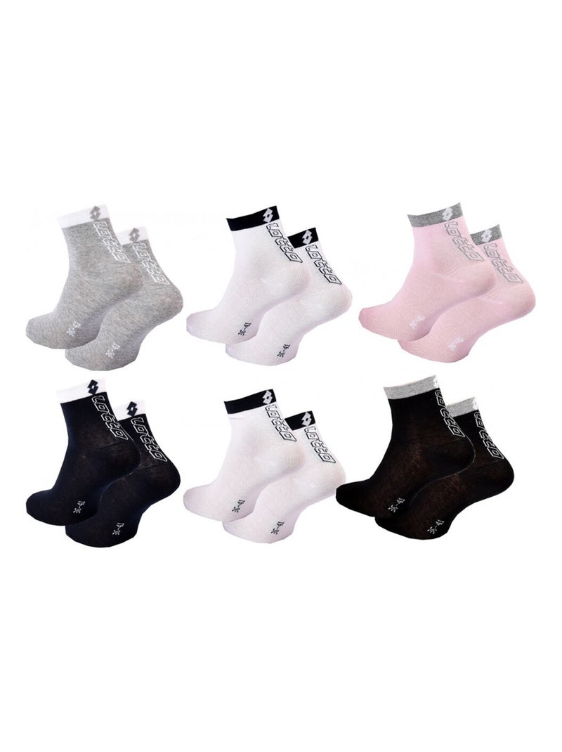 Calcetines Mujer LOTTO - Pack de 6 Rosa Negro Blanco Gris - Kiabi