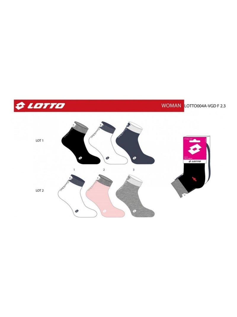 Calcetines Mujer LOTTO - Pack de 6 Rosa Negro Blanco Gris - Kiabi