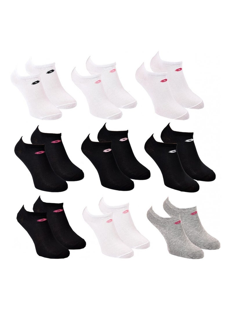 Calcetines Mujer LOTTO - Pack de 9 Negro Blanco Gris - Kiabi