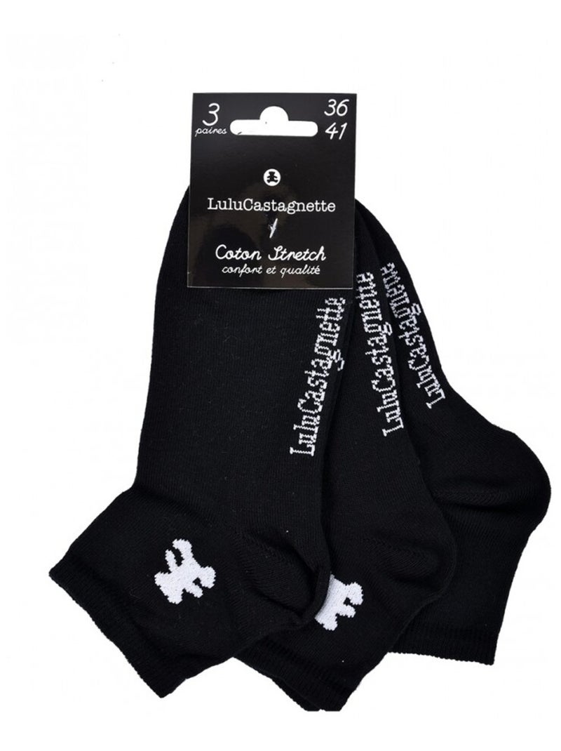 Calcetines mujer LULU CASTAGNETTE - Pack de 3 Negro mate - Kiabi