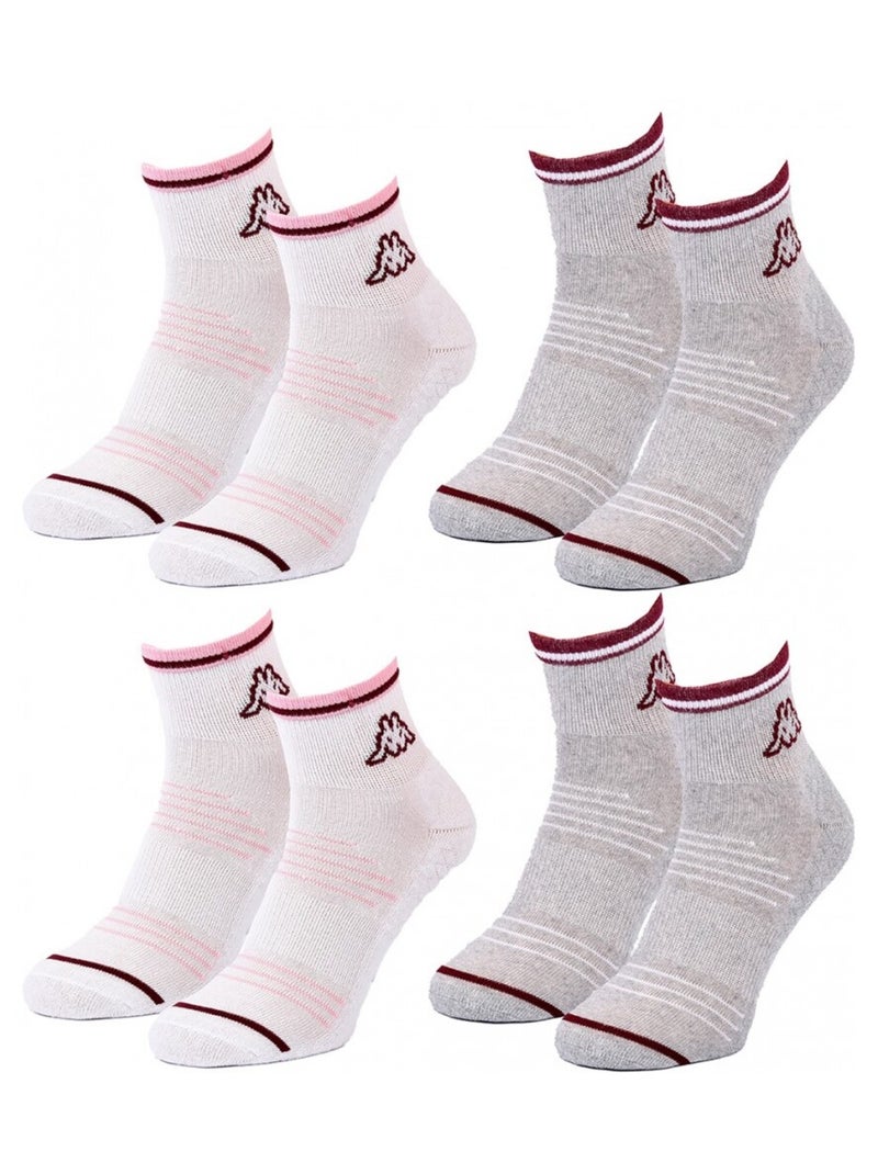 Calcetines Mujer QUARTER KAPPA - Pack de 4 Gris blanco - Kiabi